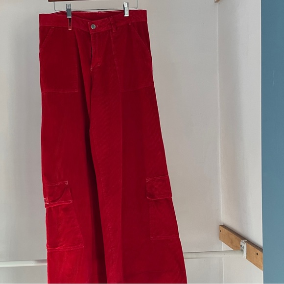Vintage, red, wide leg, corduroy pants! - Picture 2 of 7